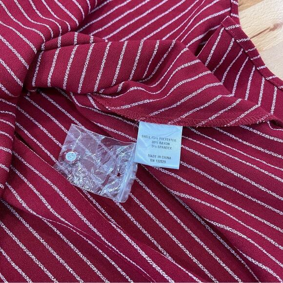 Tularosa | Lina Pinstripe Flounce Mini Dress Berry Fit & Flare Nwot Small - Picture 8 of 9